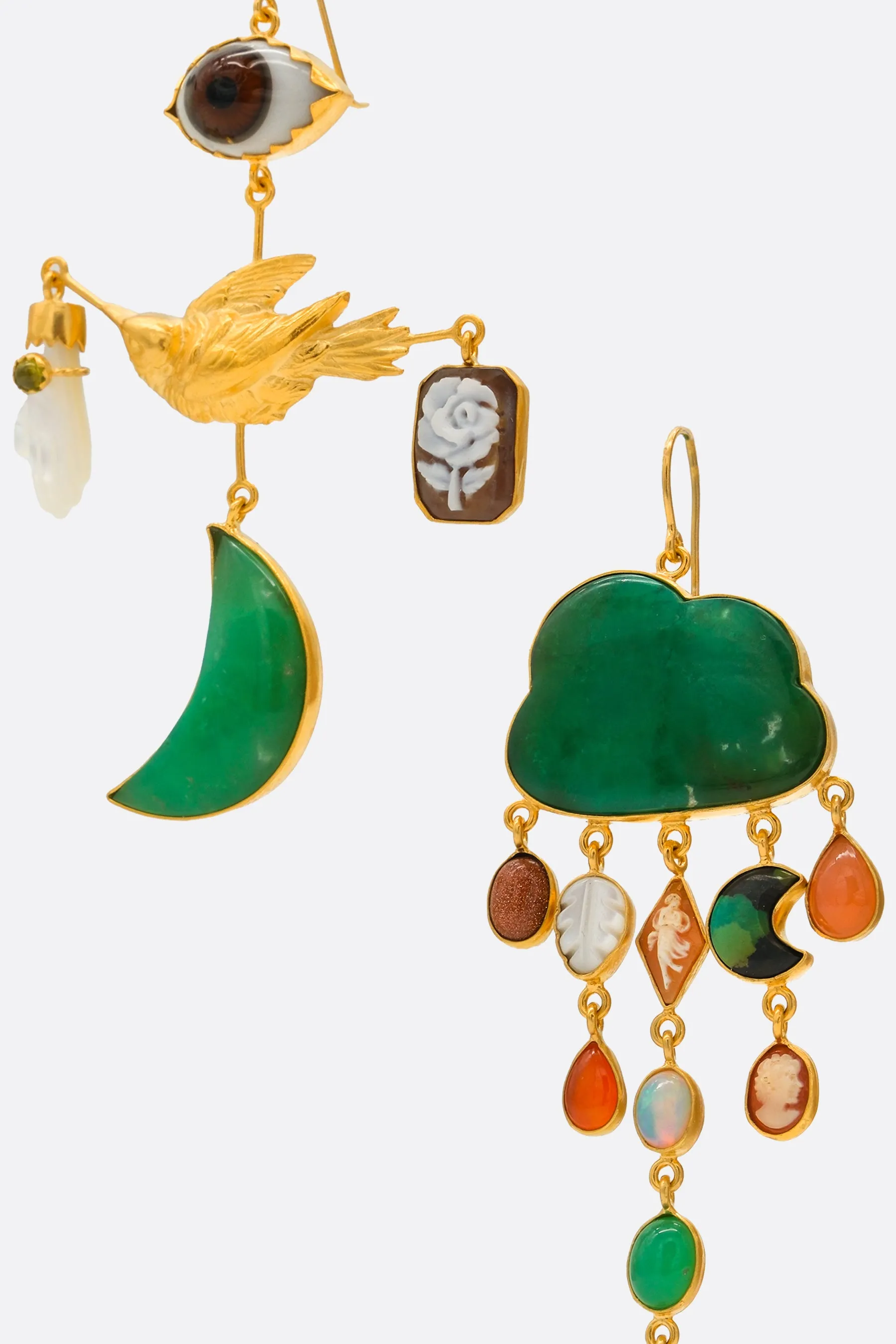 Bird and Cloud drop earrings