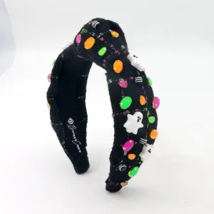 Black Halloween Ghost, Pumpkin, and Neon Crystal Headband