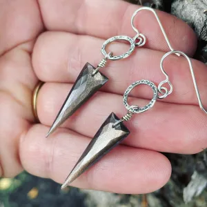 Black Moonstone and Sterling Silver Earrings
