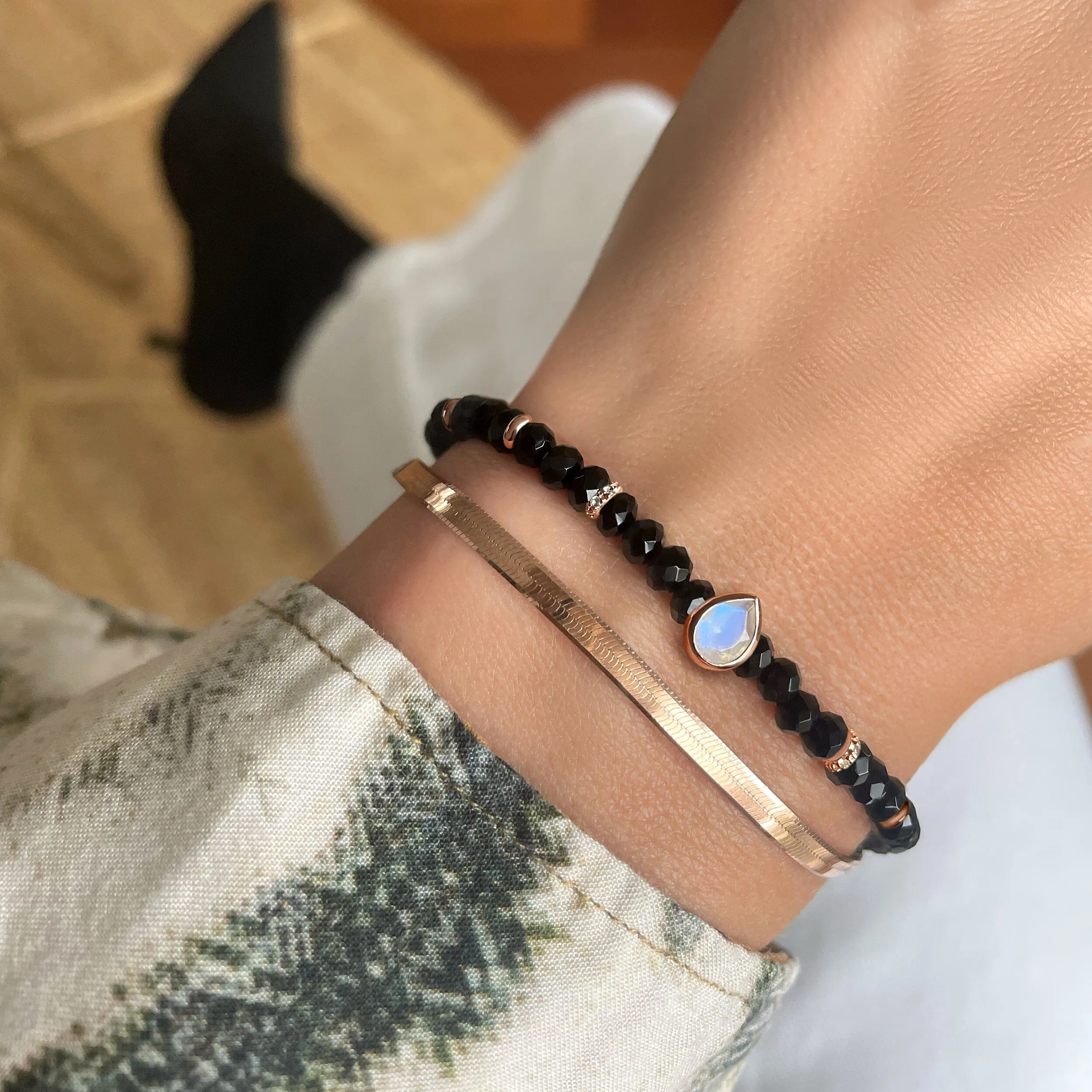 Black Obsidian Free Spirit Bracelet Stack