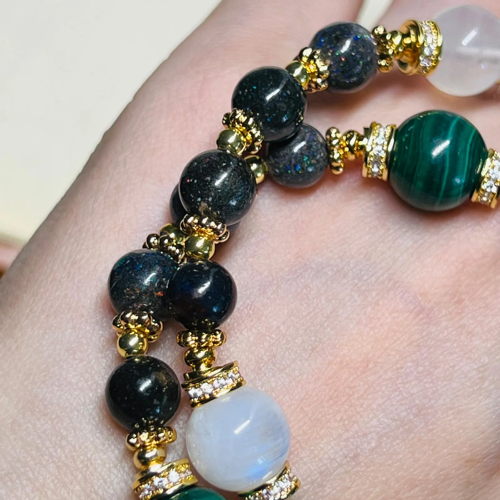 Black Opal & Moonstone Bracelet