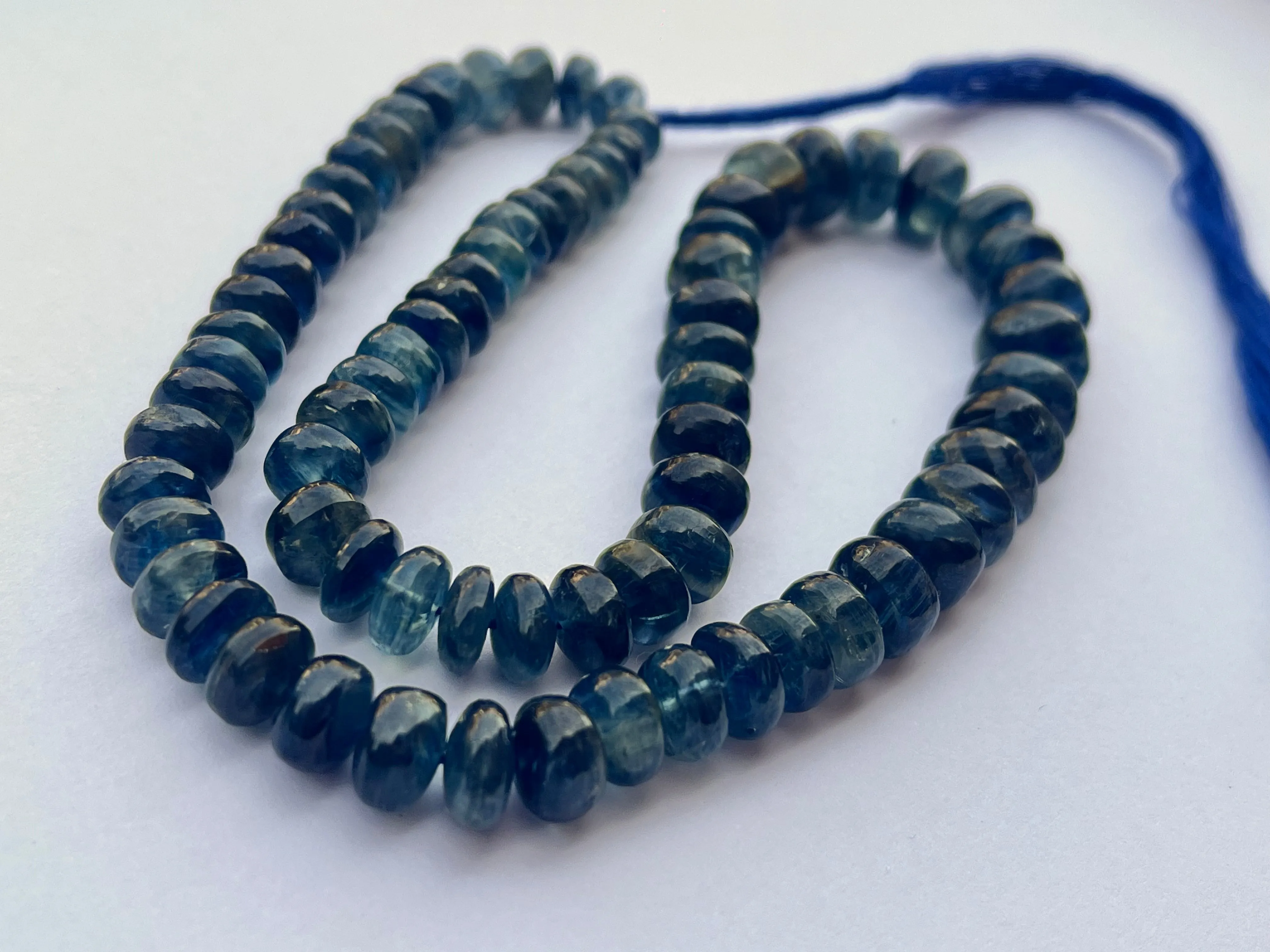 Blue Kyanite Smooth Rondelle Shape Beads
