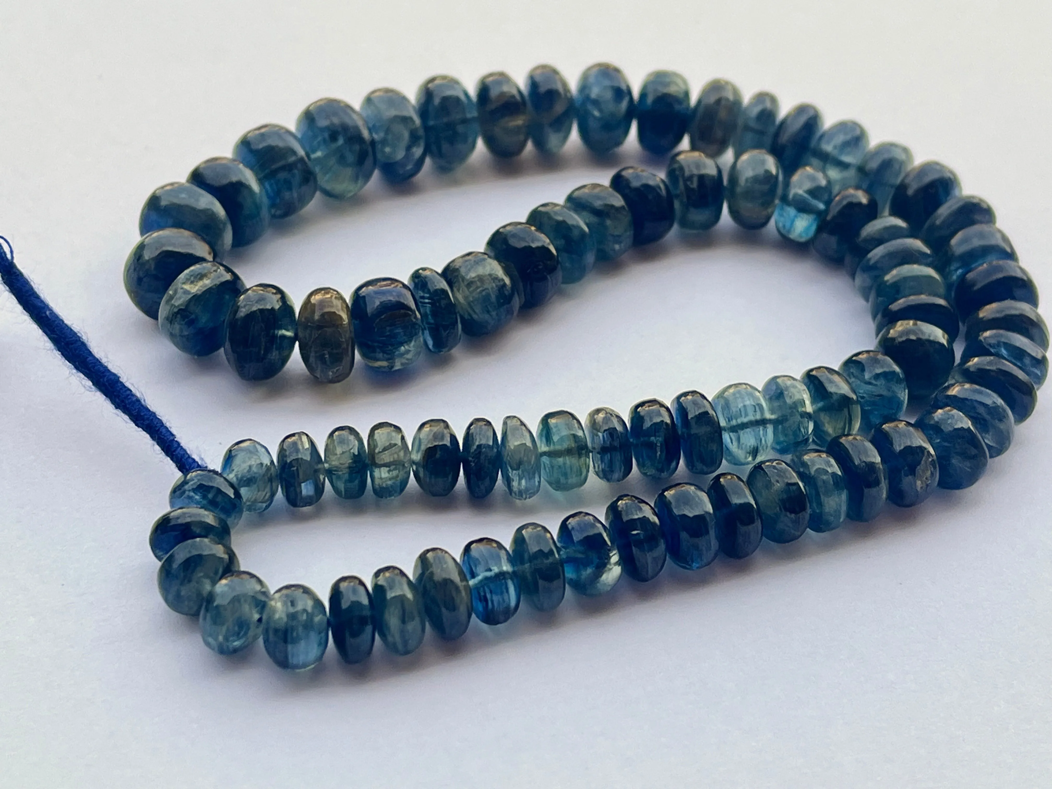 Blue Kyanite Smooth Rondelle Shape Beads
