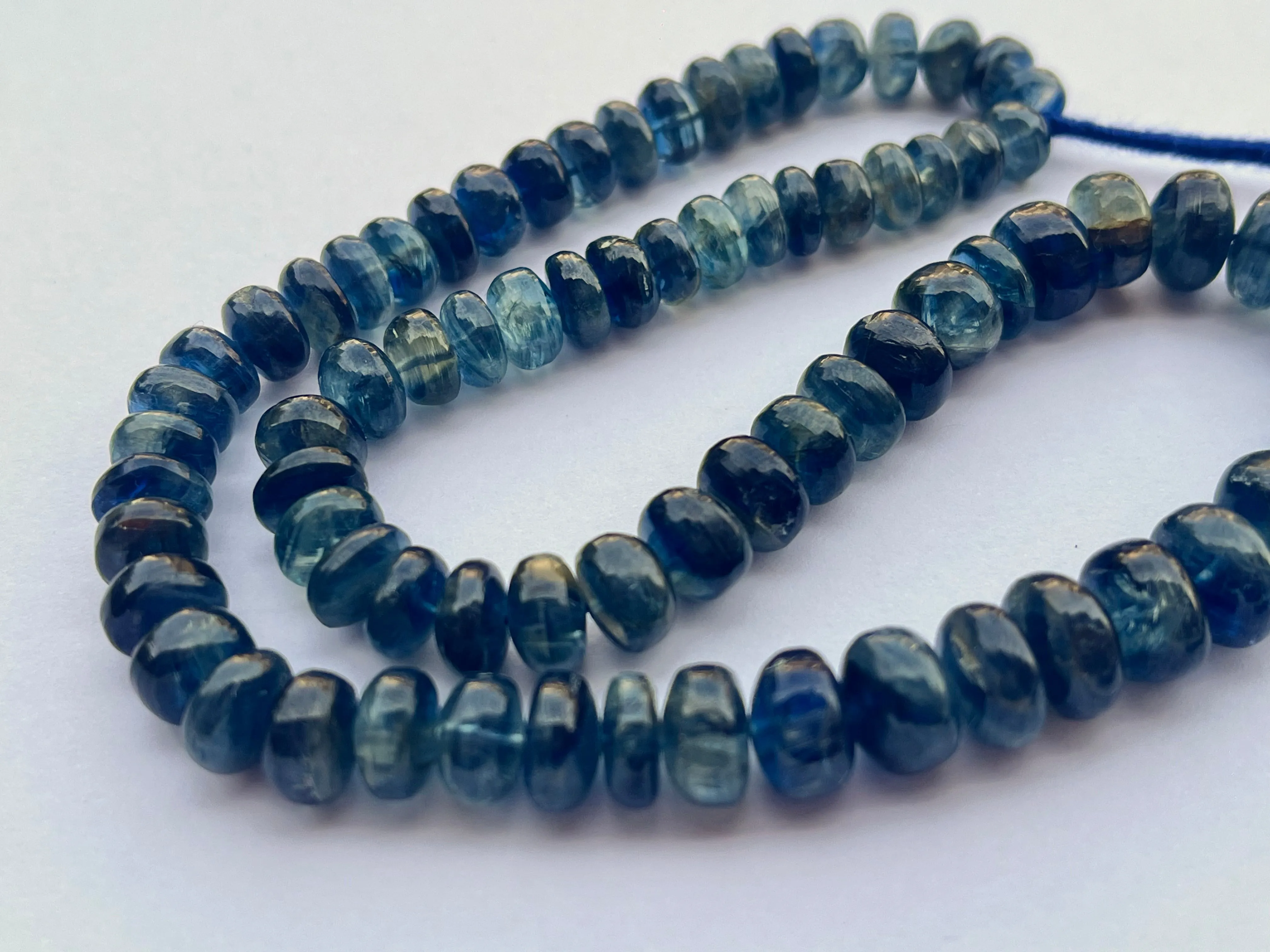 Blue Kyanite Smooth Rondelle Shape Beads