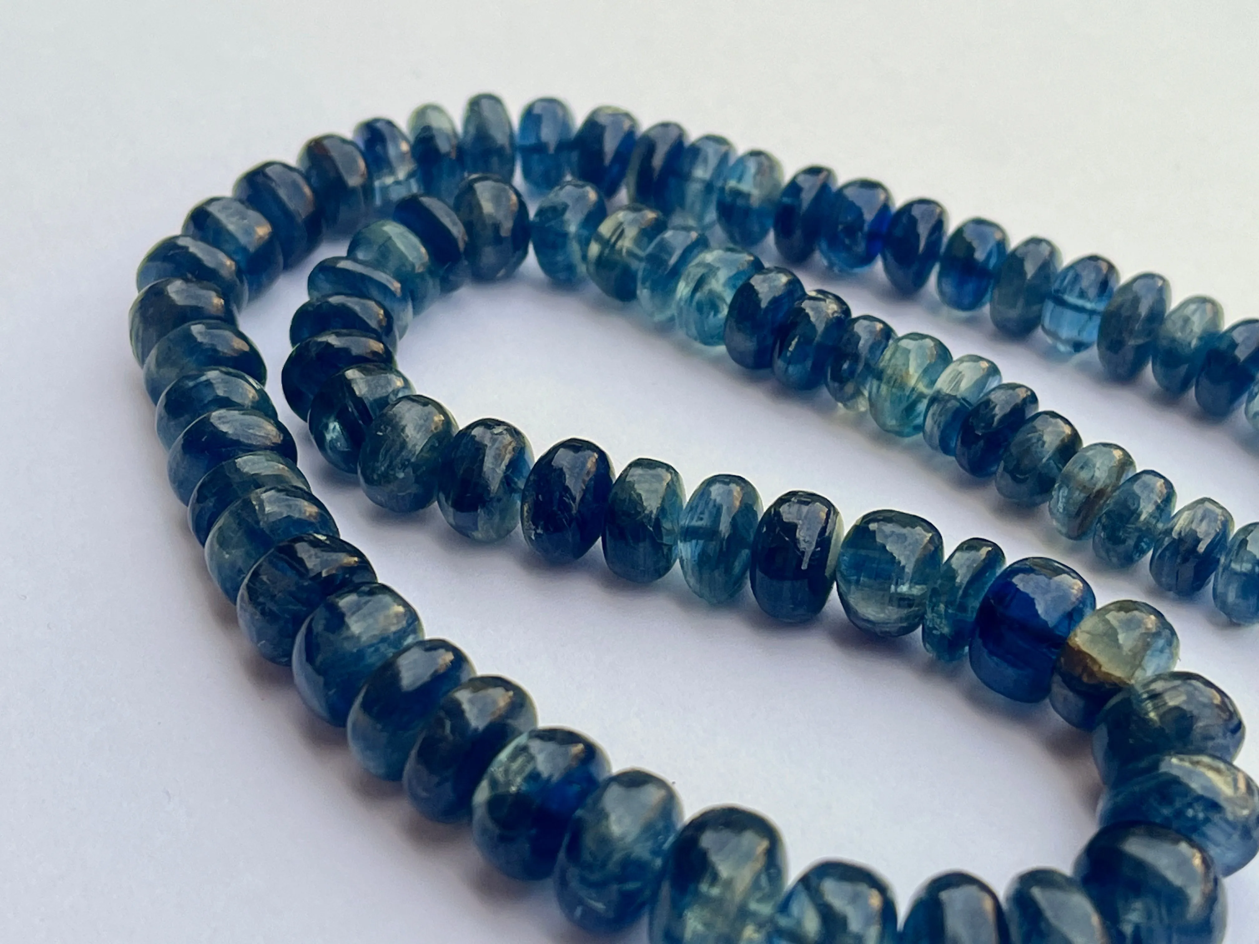 Blue Kyanite Smooth Rondelle Shape Beads