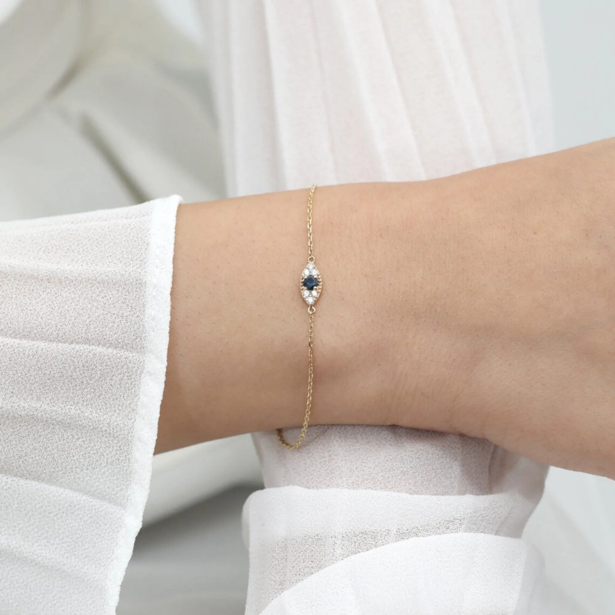 Blue Sapphire Diamond Eye Bracelet, Margaret