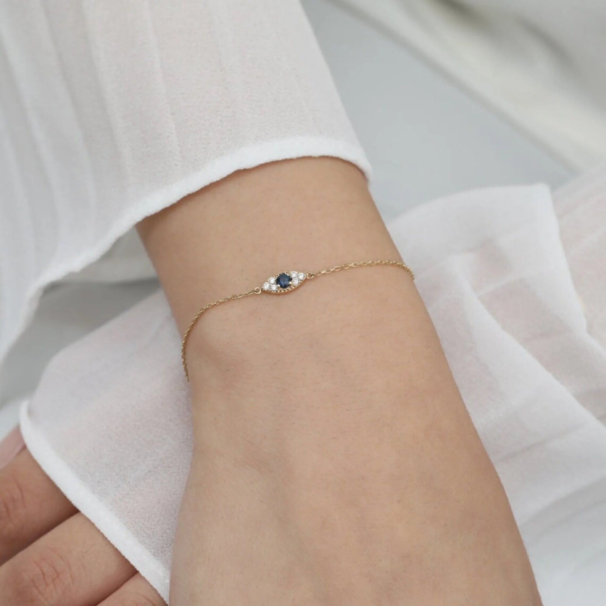 Blue Sapphire Diamond Eye Bracelet, Margaret