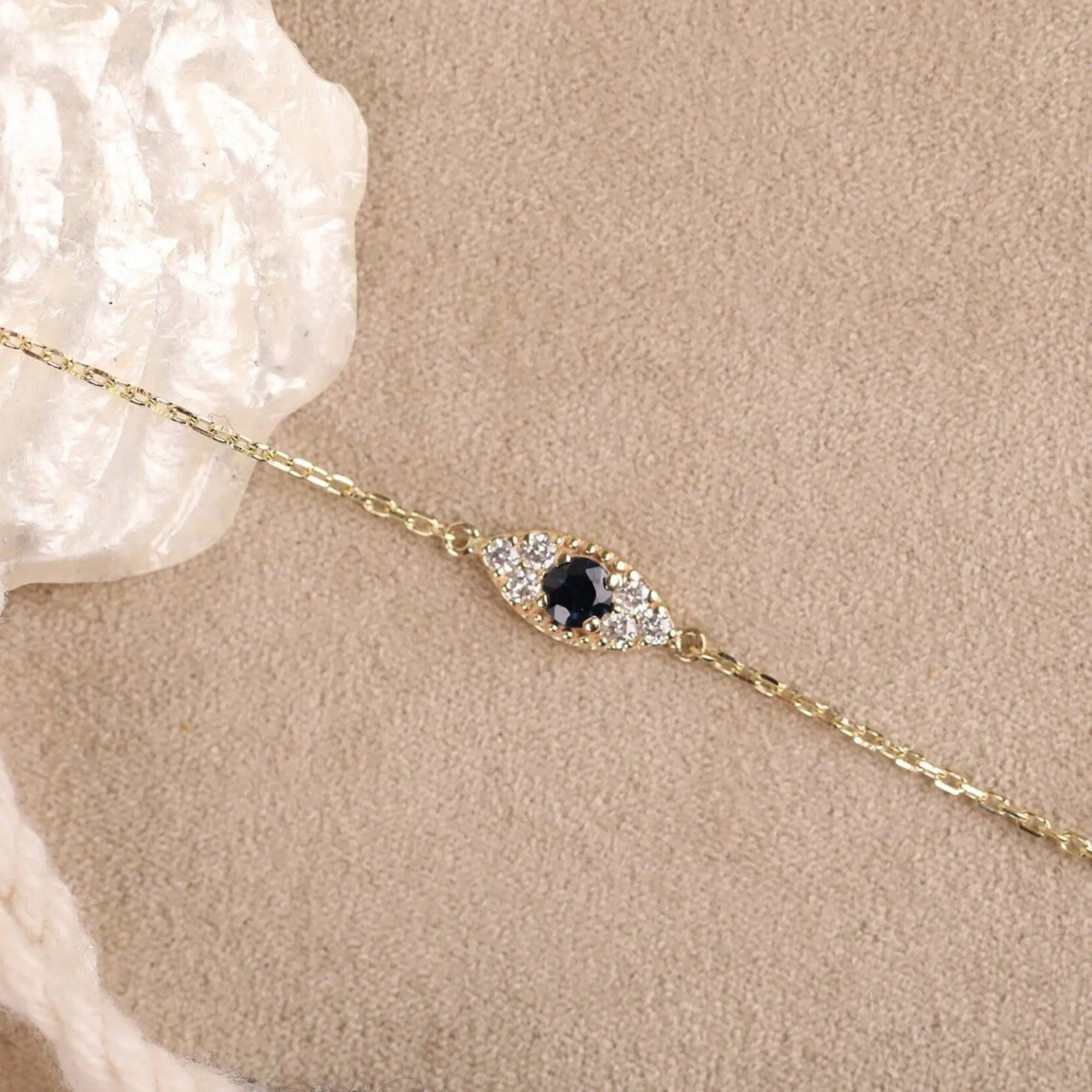 Blue Sapphire Diamond Eye Bracelet, Margaret