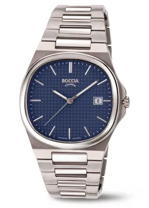 BOCCIA TITANIUM BRACELET PATTERNED BLUE DIAL 3657-02