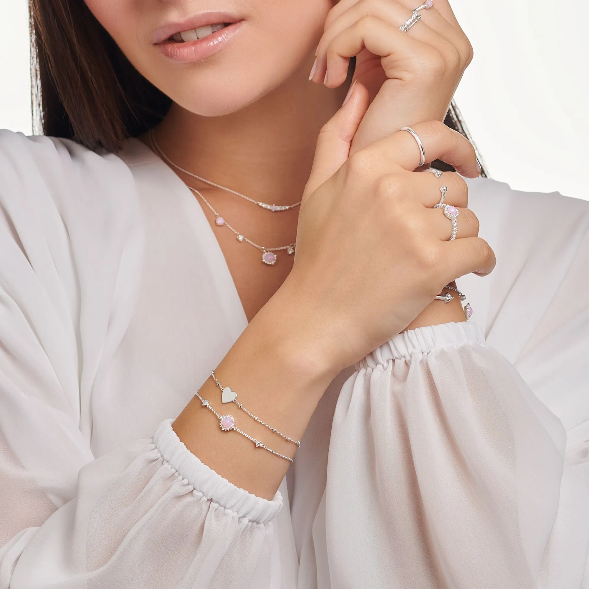 Bracelet Pink Stone Silver