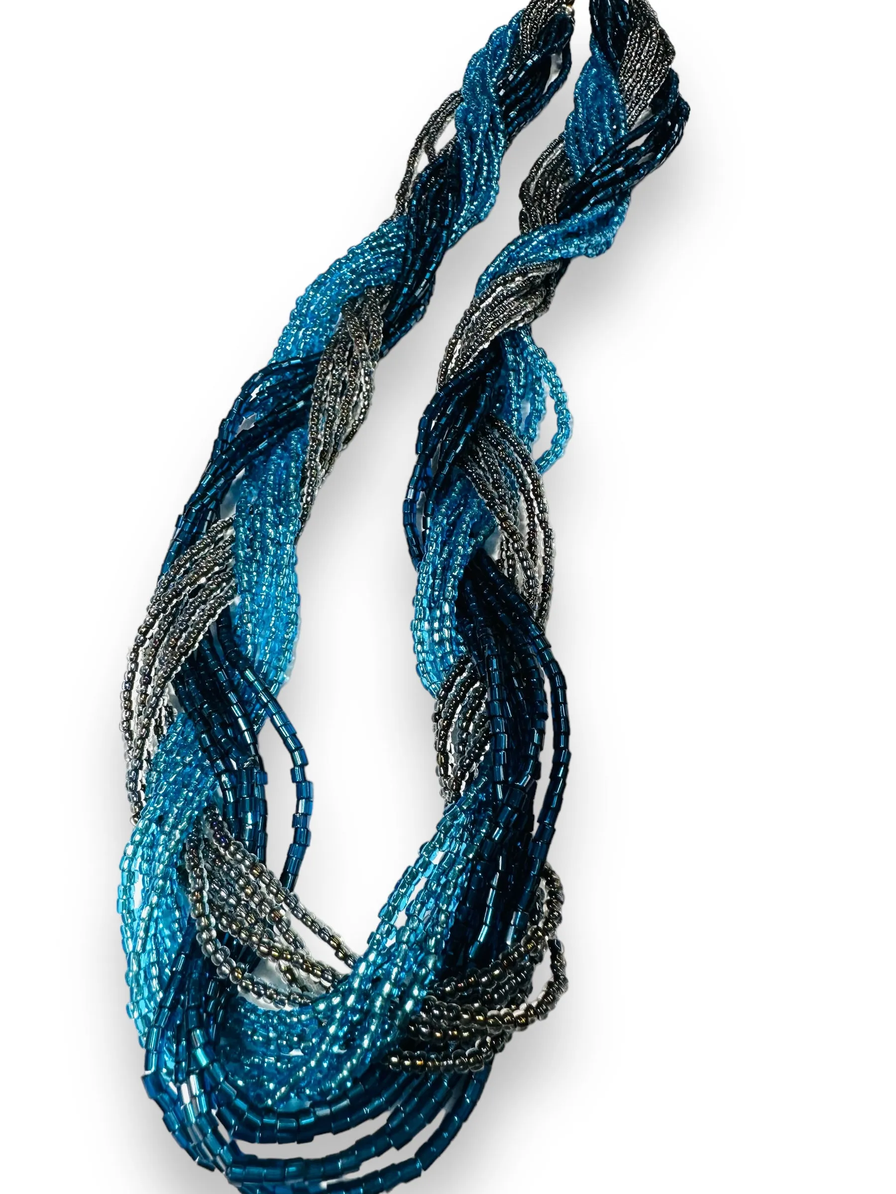 Braided Necklace, Knot Necklace, Beaded Knot Necklace