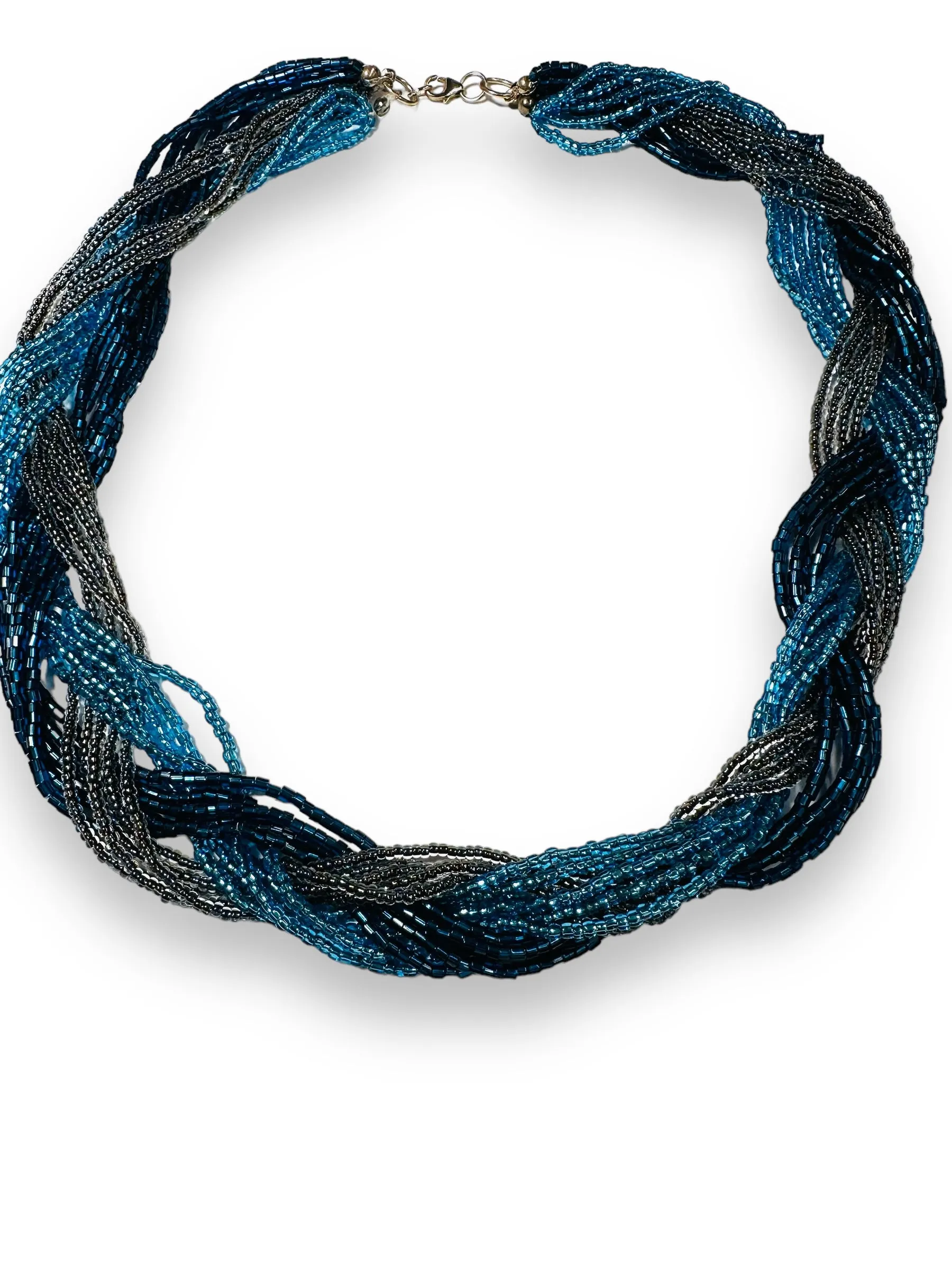 Braided Necklace, Knot Necklace, Beaded Knot Necklace
