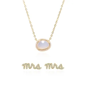 Bride Moonstone Gift Set | Earrings & Necklace | 18k Gold Plated