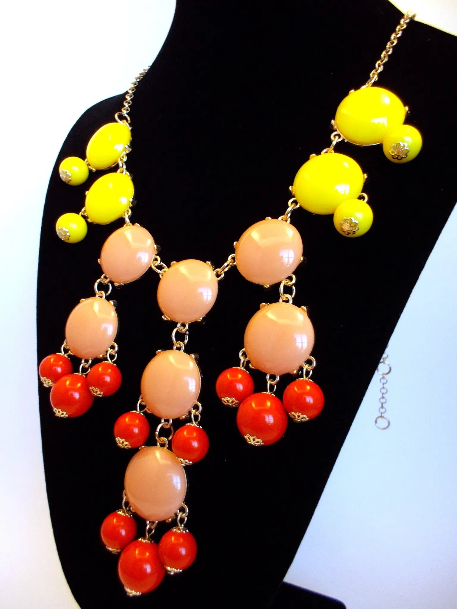 Bubble COLOR-BLOCK Statement Necklace- Sunset