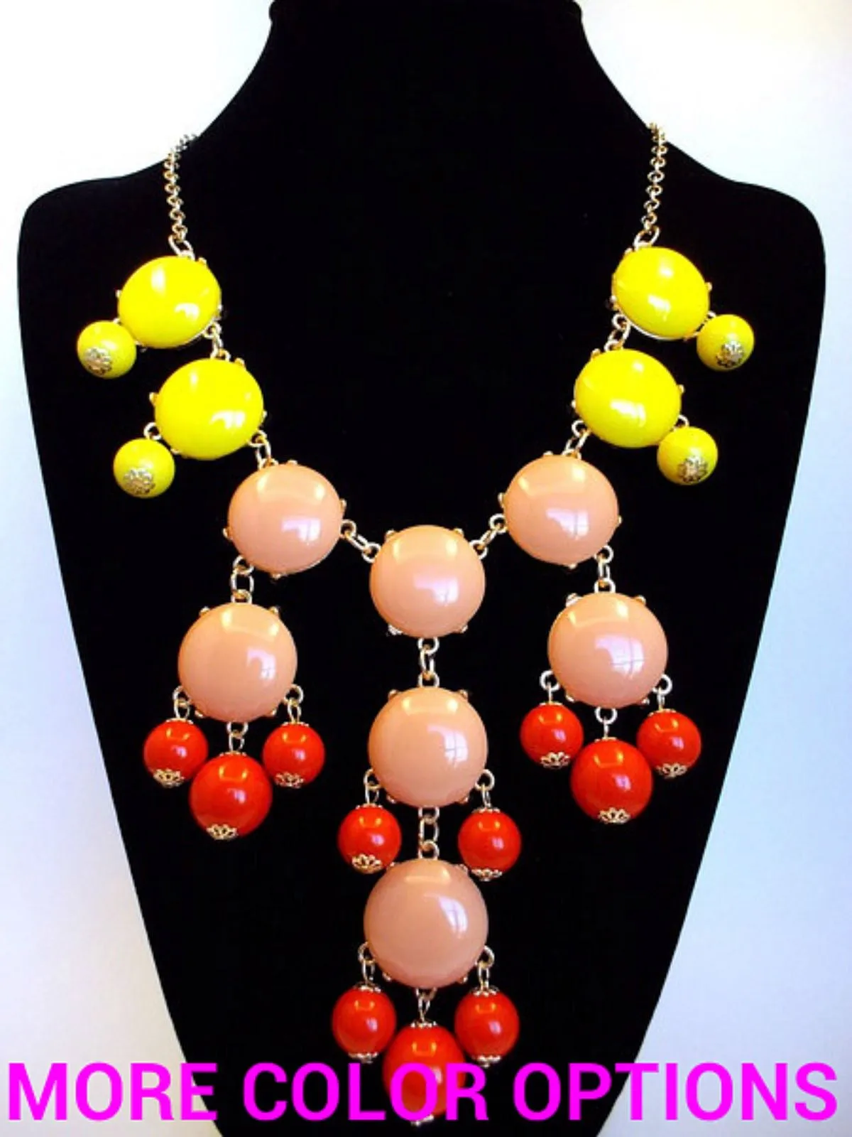 Bubble COLOR-BLOCK Statement Necklace- Sunset