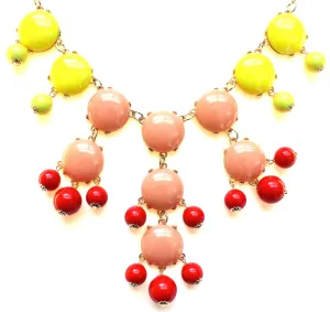 Bubble COLOR-BLOCK Statement Necklace- Sunset