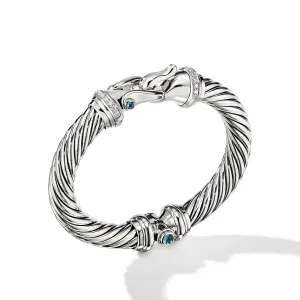 Buckle Bracelet in Sterling Silver with Pave Diamonds and Hampton Blue Topaz