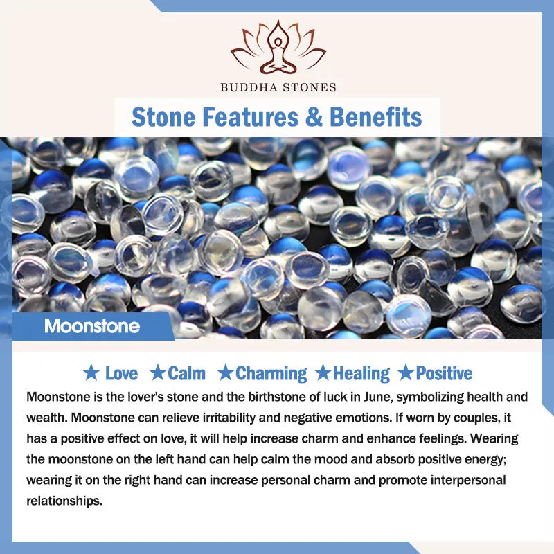 925 Sterling Silver cat eye moonstone Bracelet with Buddha Stones for Love and Support