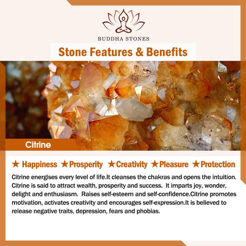 Buddha Stones 925 Sterling Silver Chinese Zodiac Natal Buddha Citrine Protection Bracelet