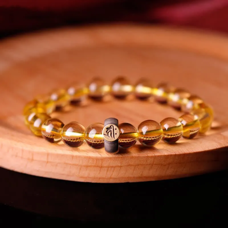 Buddha Stones 925 Sterling Silver Chinese Zodiac Natal Buddha Citrine Protection Bracelet