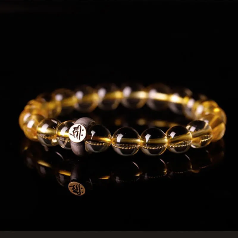 Buddha Stones 925 Sterling Silver Chinese Zodiac Natal Buddha Citrine Protection Bracelet