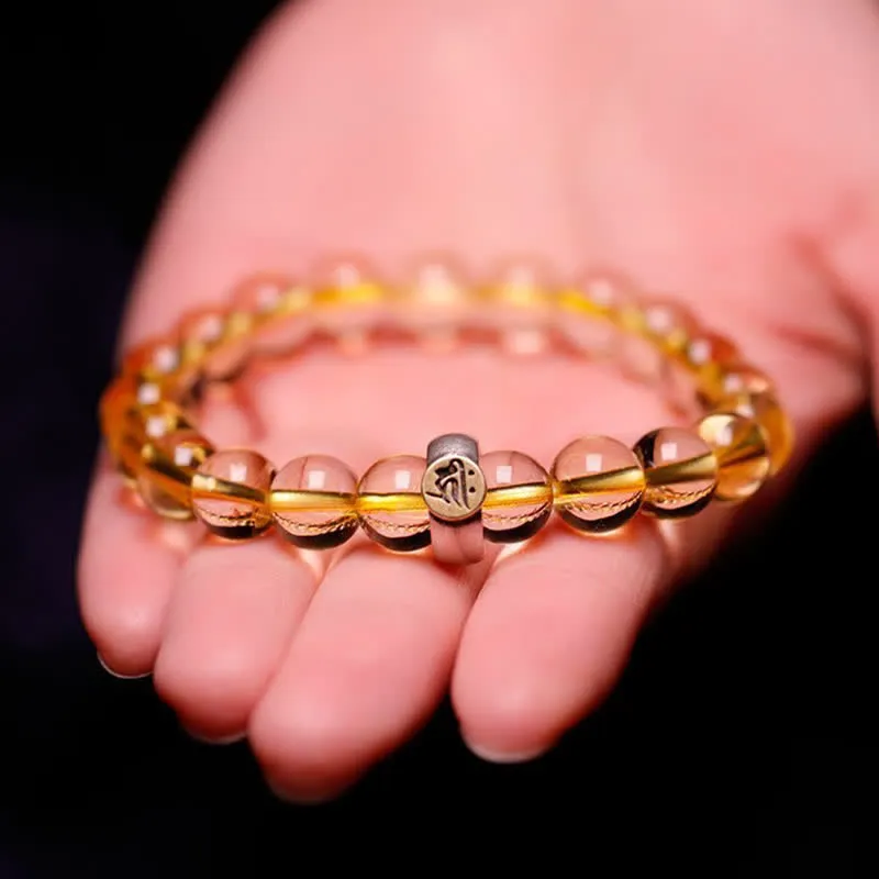 Buddha Stones 925 Sterling Silver Chinese Zodiac Natal Buddha Citrine Protection Bracelet