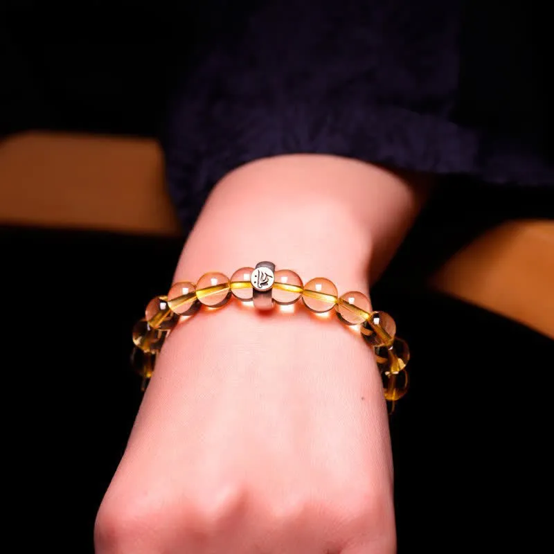 Buddha Stones 925 Sterling Silver Chinese Zodiac Natal Buddha Citrine Protection Bracelet