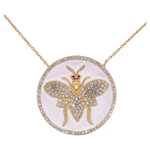 Bumble Bee White Enamel Necklace