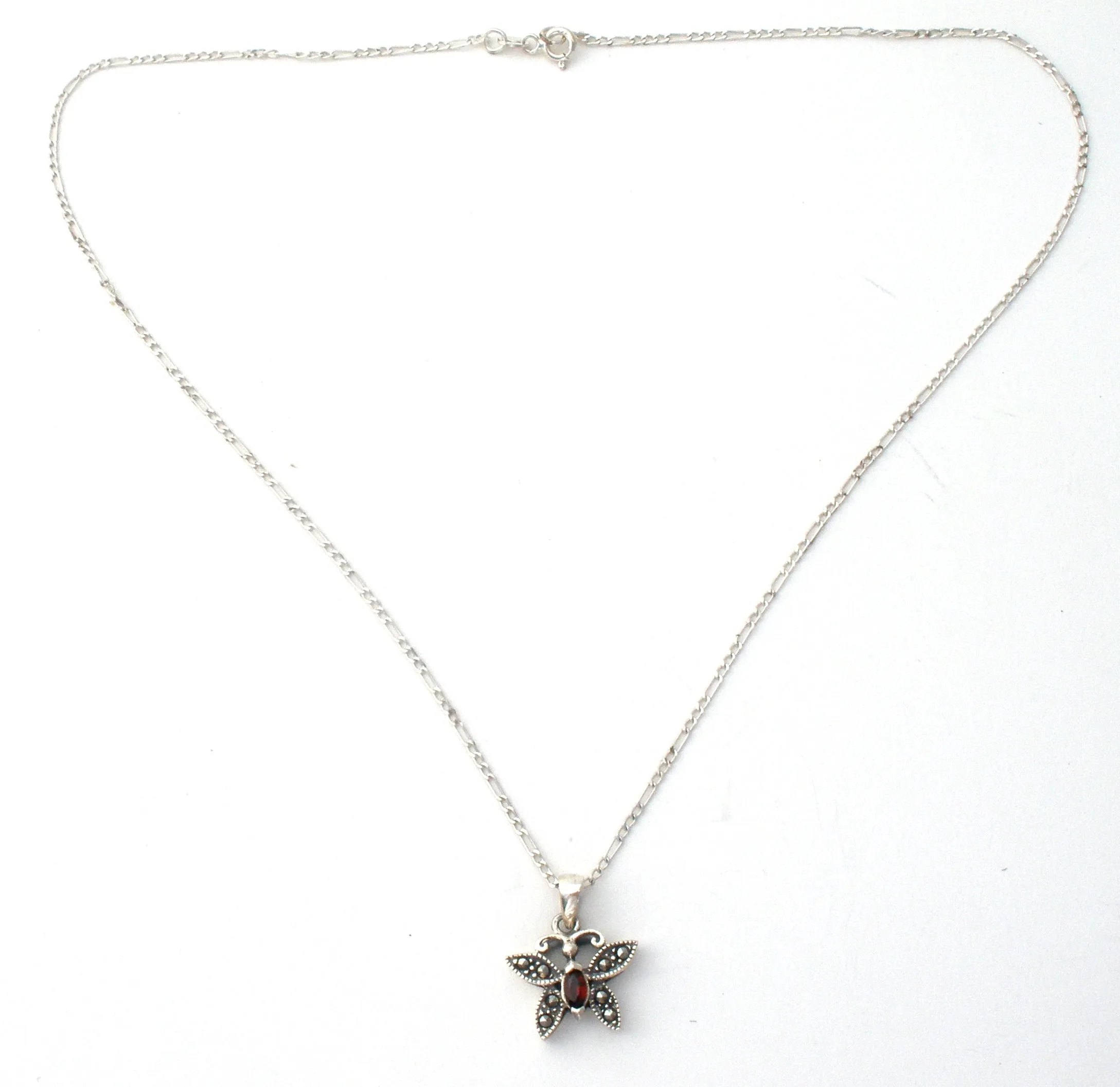Butterfly Pendant Necklace Sterling Silver 17"