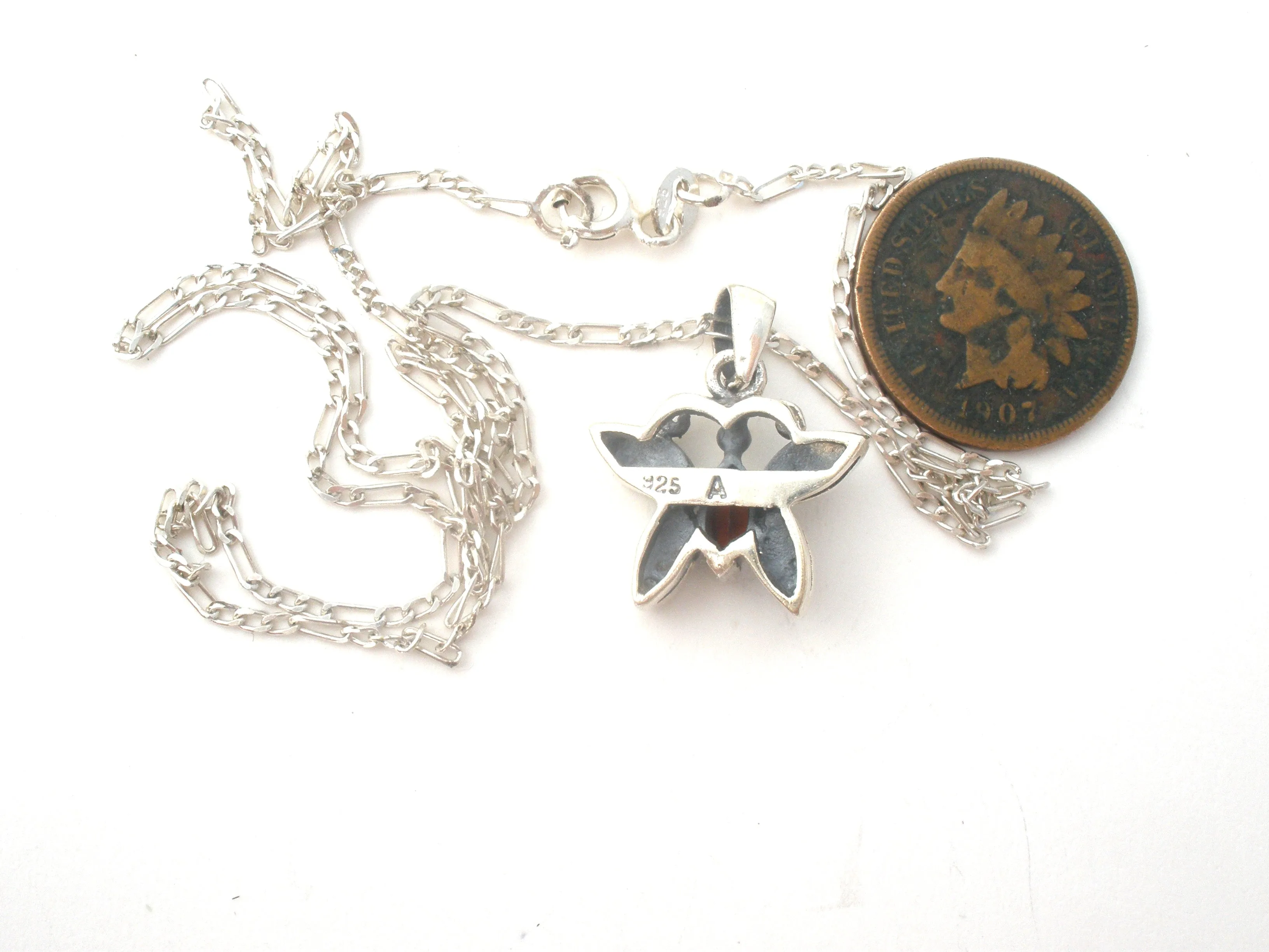 Butterfly Pendant Necklace Sterling Silver 17"