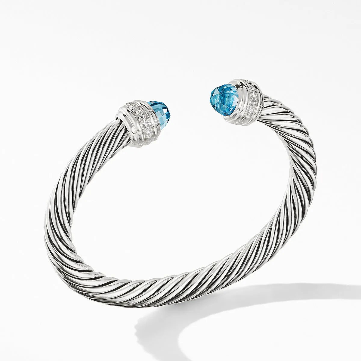 Cable Bracelet with Blue Topaz and Diamonds