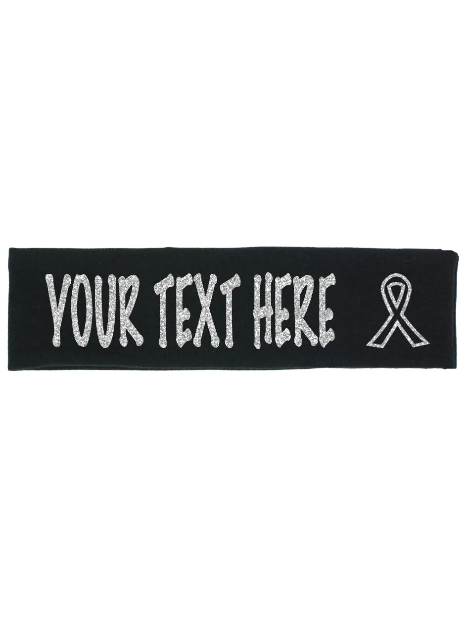 Cancer Awareness Ribbon Headband (Cotton/Lycra) - Sparkle Letters!