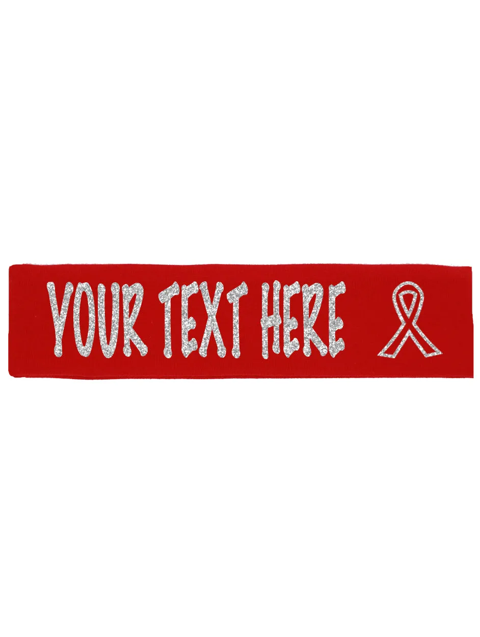 Cancer Awareness Ribbon Headband (Cotton/Lycra) - Sparkle Letters!