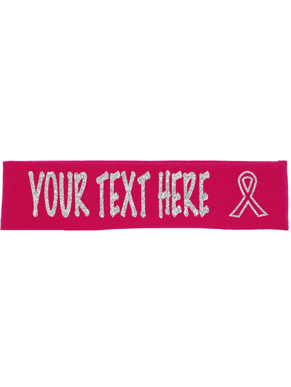 Cancer Awareness Ribbon Headband (Cotton/Lycra) - Sparkle Letters!