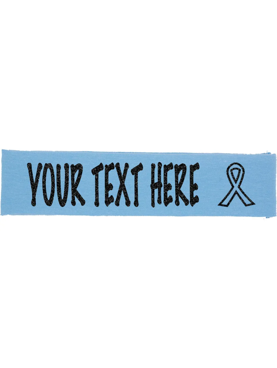 Cancer Awareness Ribbon Headband (Cotton/Lycra) - Sparkle Letters!