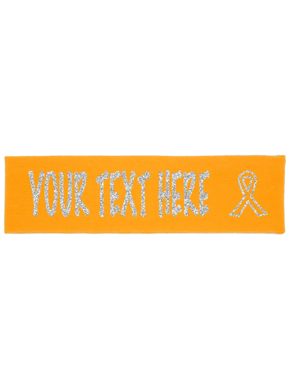 Cancer Awareness Ribbon Headband (Cotton/Lycra) - Sparkle Letters!