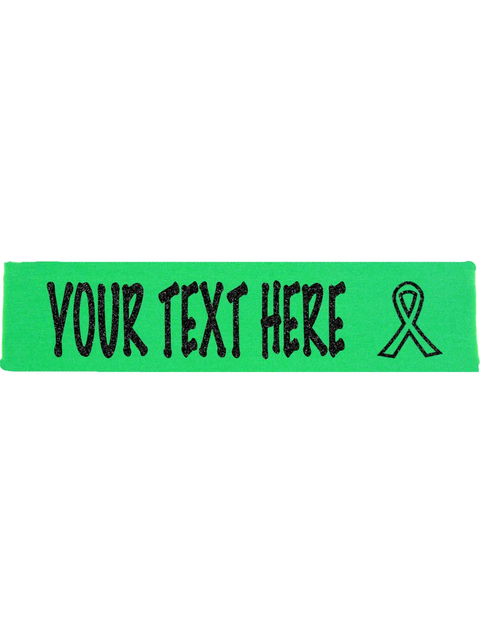 Cancer Awareness Ribbon Headband (Cotton/Lycra) - Sparkle Letters!
