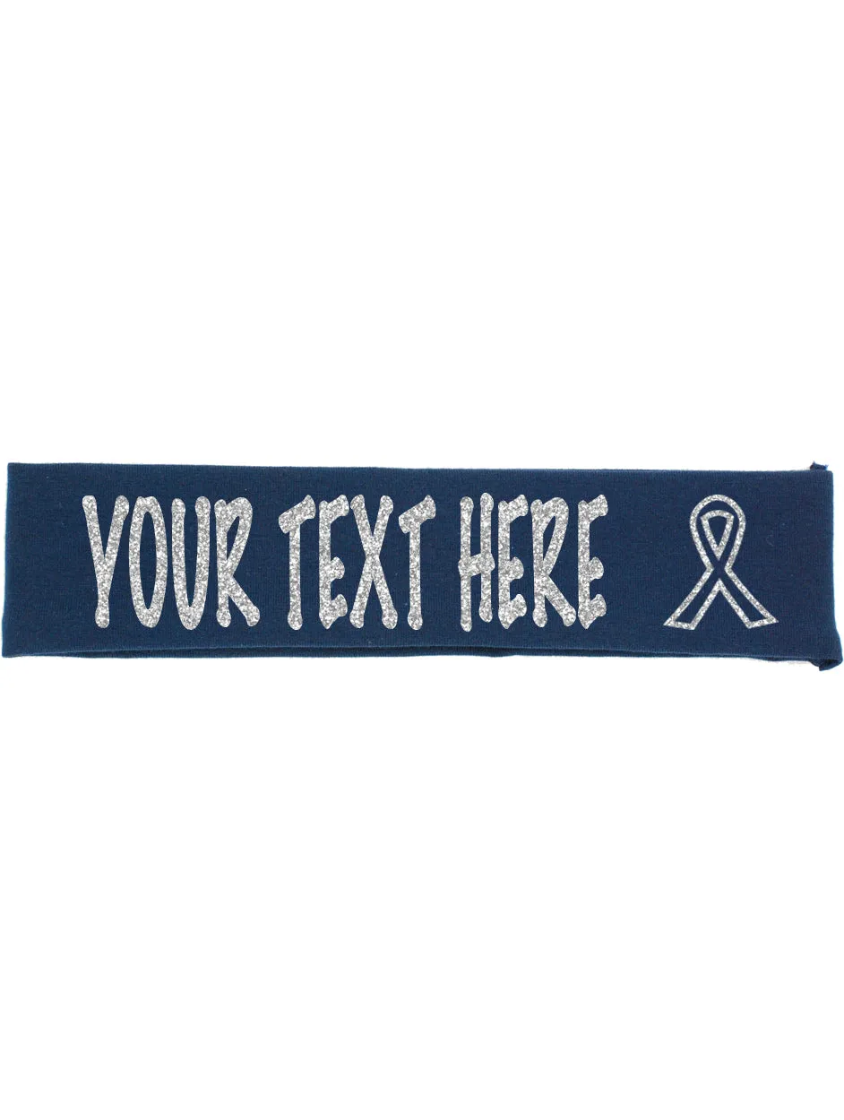 Cancer Awareness Ribbon Headband (Cotton/Lycra) - Sparkle Letters!