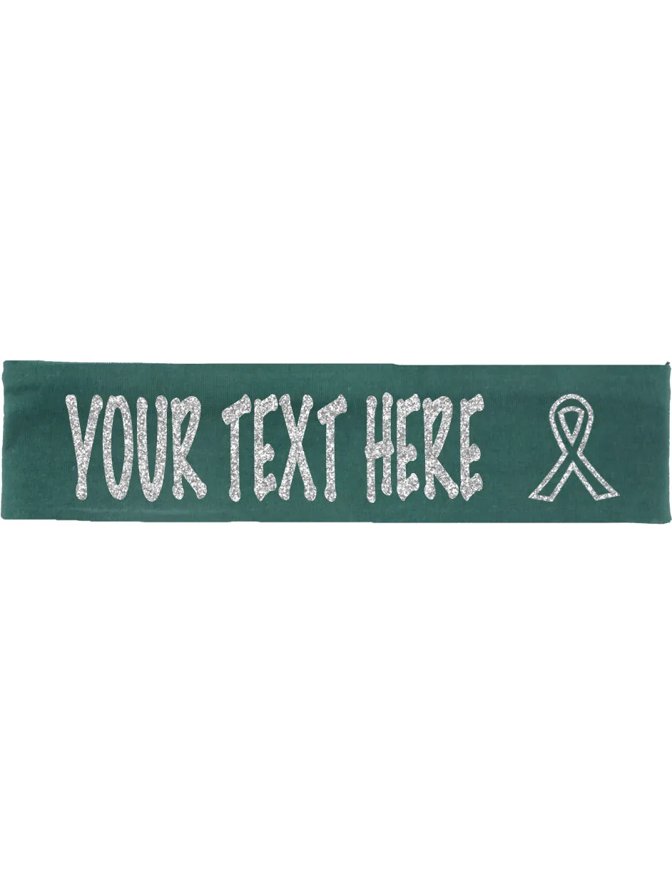 Cancer Awareness Ribbon Headband (Cotton/Lycra) - Sparkle Letters!