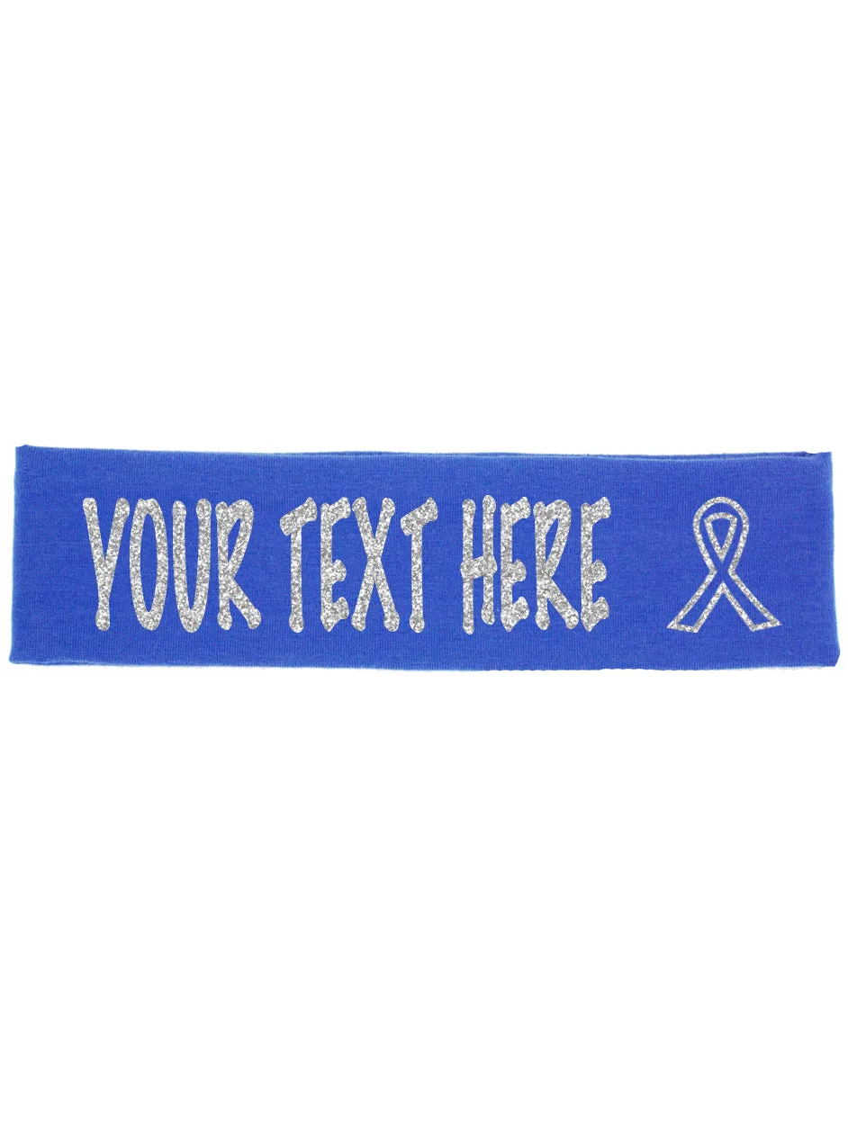 Cancer Awareness Ribbon Headband (Cotton/Lycra) - Sparkle Letters!