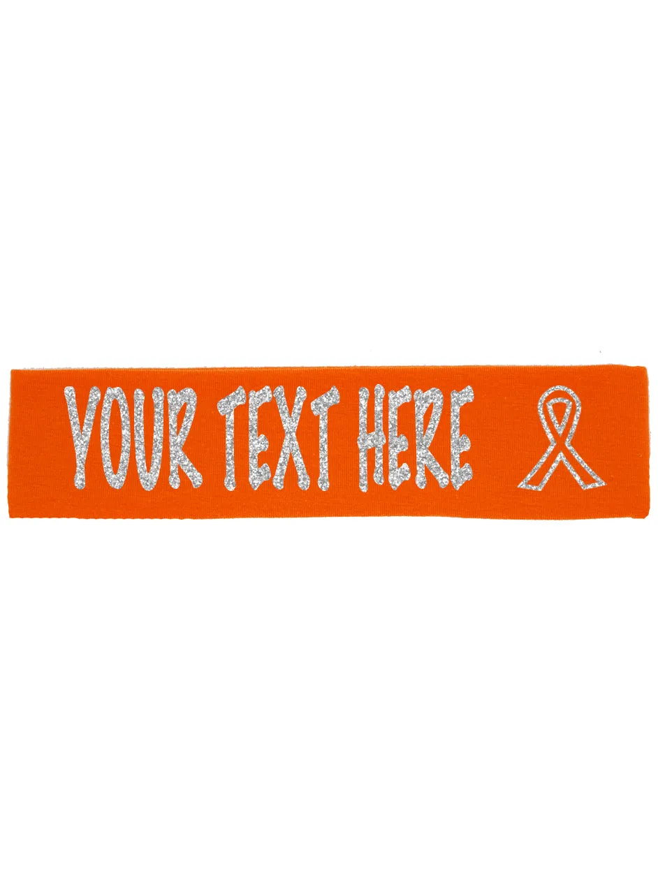 Cancer Awareness Ribbon Headband (Cotton/Lycra) - Sparkle Letters!