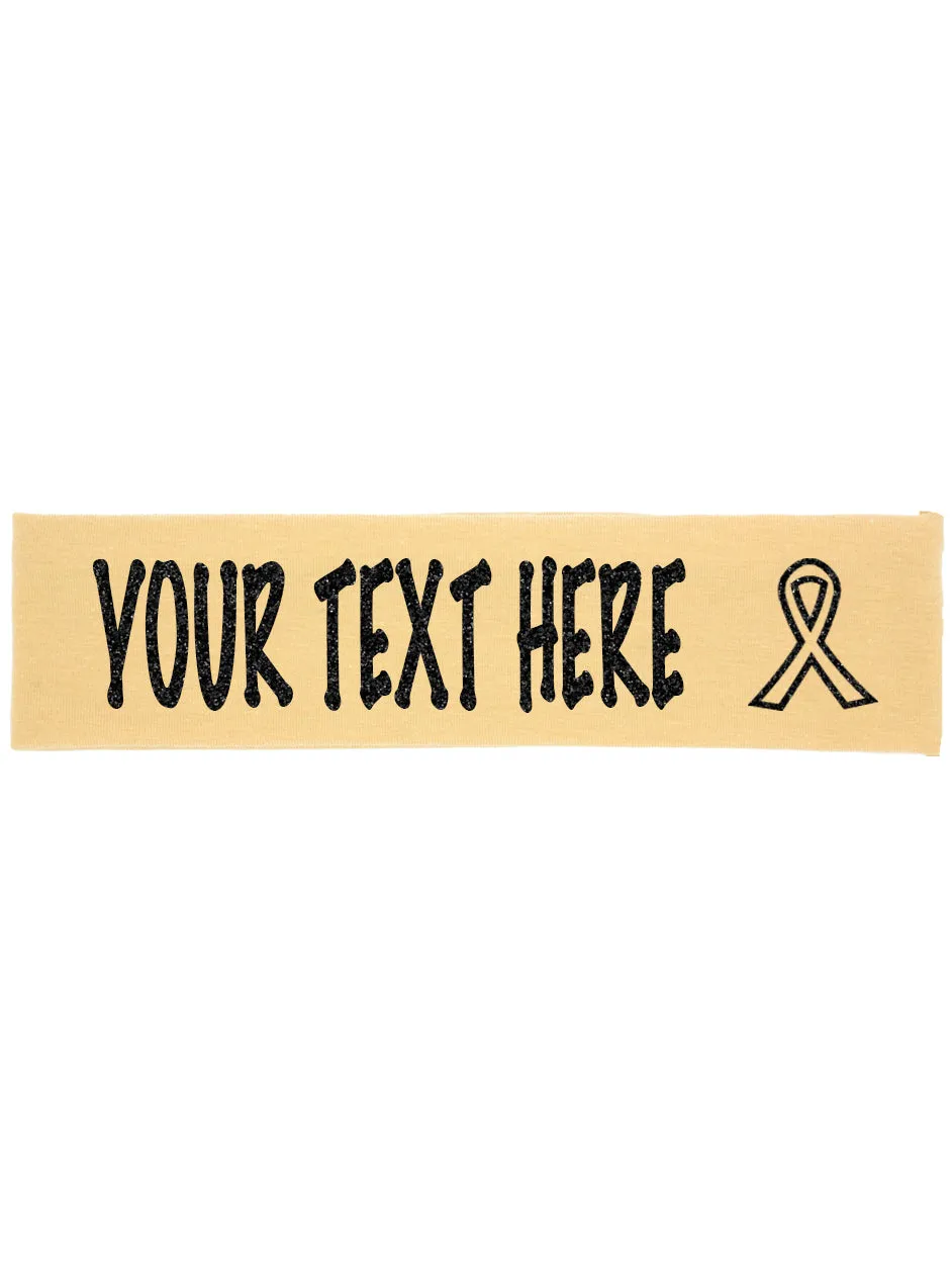 Cancer Awareness Ribbon Headband (Cotton/Lycra) - Sparkle Letters!
