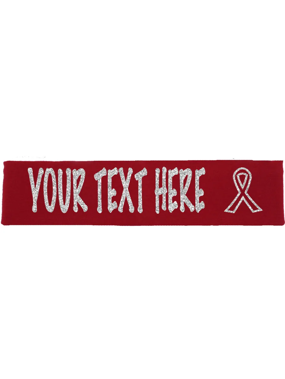 Cancer Awareness Ribbon Headband (Cotton/Lycra) - Sparkle Letters!