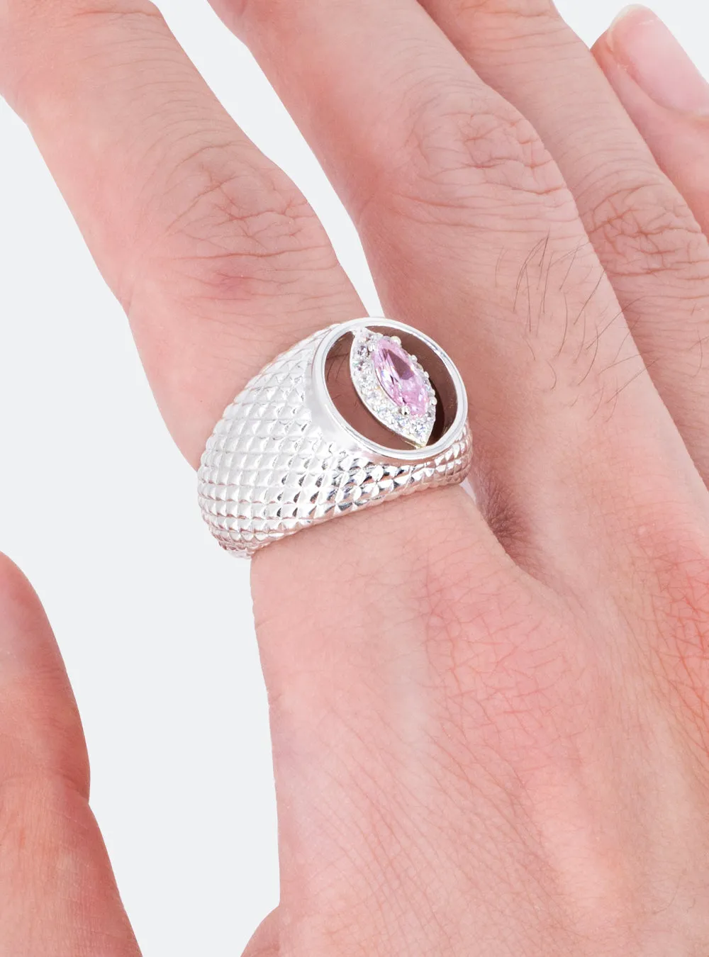 Cat-eye cutout cocktail signet ring