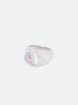 Cat-eye cutout cocktail signet ring