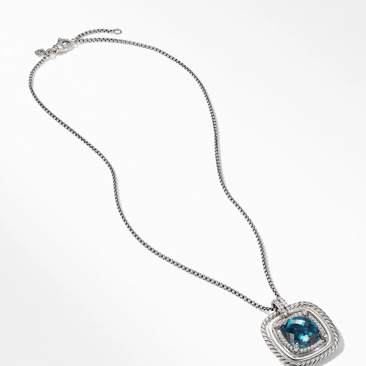 Chatelaine Pave Bezel Necklace with Hampton Blue Topaz and Diamonds