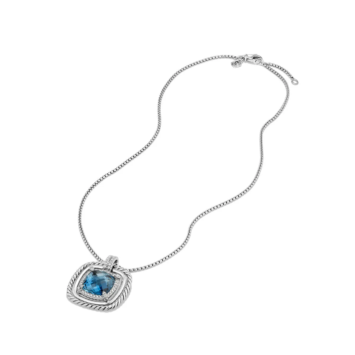 Chatelaine Pave Bezel Necklace with Hampton Blue Topaz and Diamonds