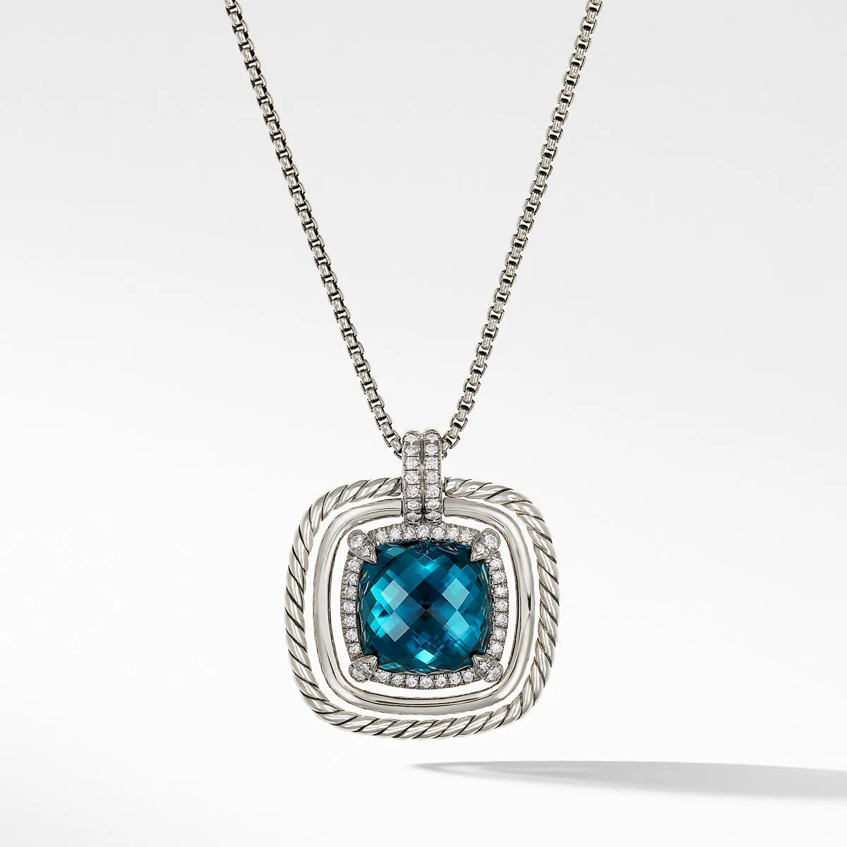 Chatelaine Pave Bezel Necklace with Hampton Blue Topaz and Diamonds