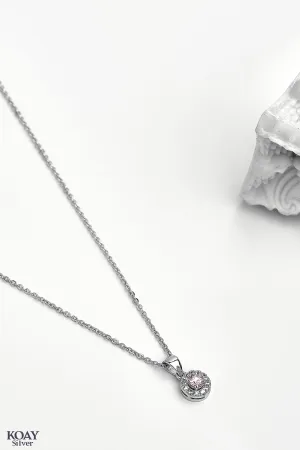 Circle Zircon Rose Necklace