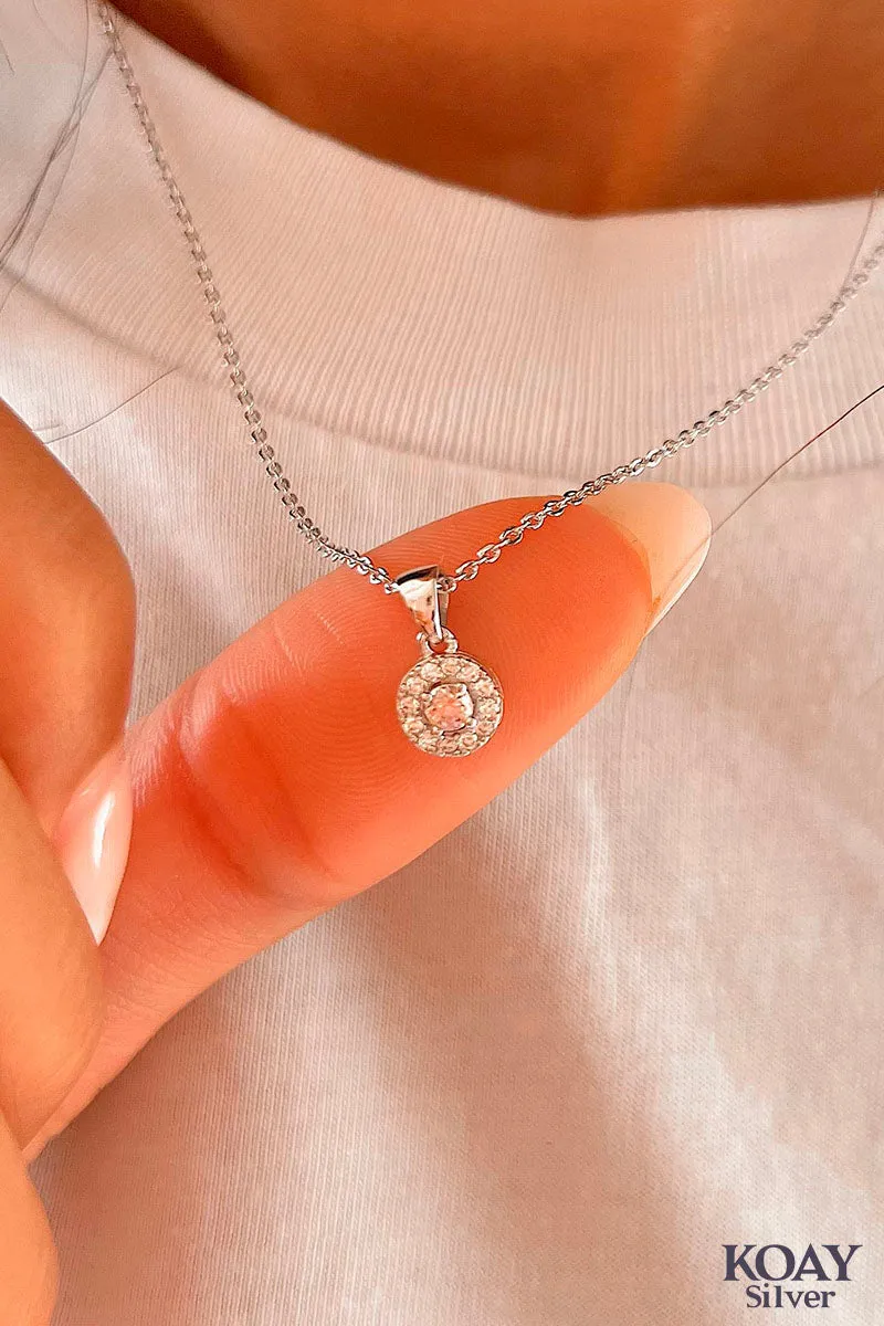 Circle Zircon Rose Necklace